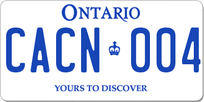 ON license plate CACN004