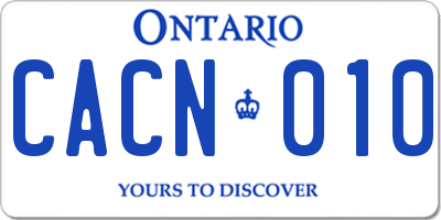 ON license plate CACN010