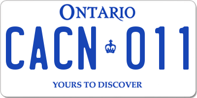 ON license plate CACN011