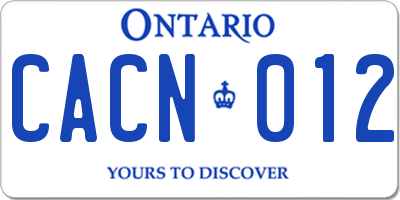 ON license plate CACN012