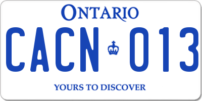 ON license plate CACN013