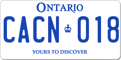 ON license plate CACN018