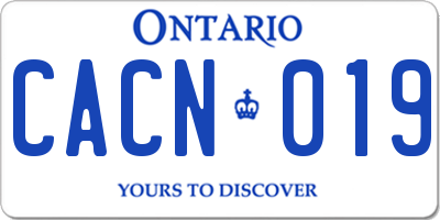 ON license plate CACN019