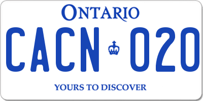 ON license plate CACN020