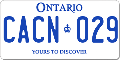 ON license plate CACN029