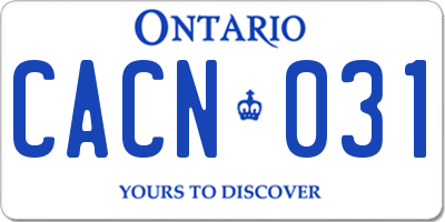 ON license plate CACN031