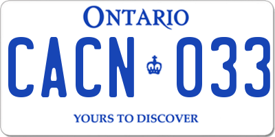 ON license plate CACN033