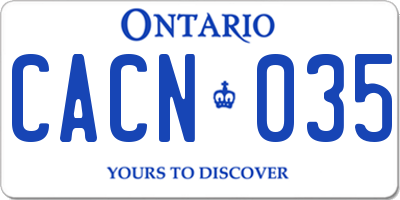 ON license plate CACN035