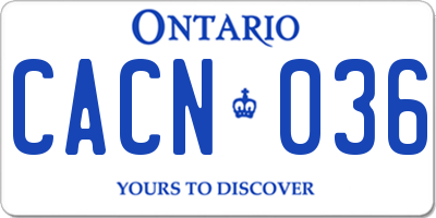 ON license plate CACN036