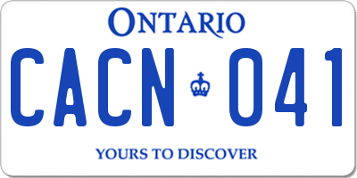 ON license plate CACN041