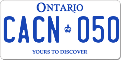 ON license plate CACN050