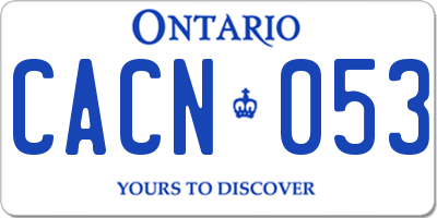 ON license plate CACN053