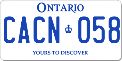 ON license plate CACN058