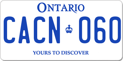 ON license plate CACN060