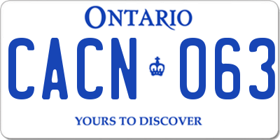 ON license plate CACN063