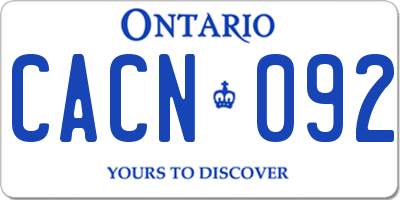 ON license plate CACN092