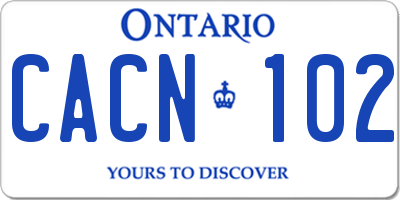 ON license plate CACN102