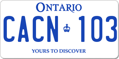 ON license plate CACN103