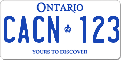 ON license plate CACN123