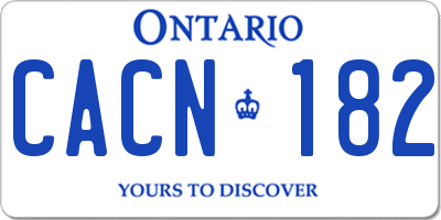 ON license plate CACN182