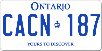 ON license plate CACN187