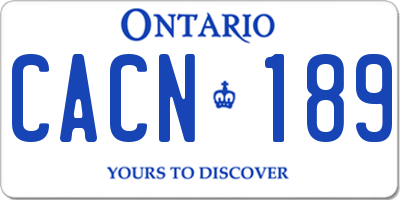 ON license plate CACN189