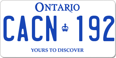 ON license plate CACN192