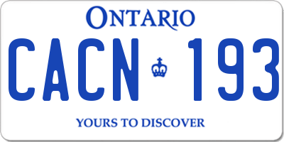 ON license plate CACN193