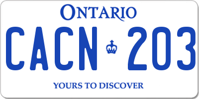 ON license plate CACN203