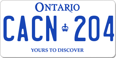 ON license plate CACN204