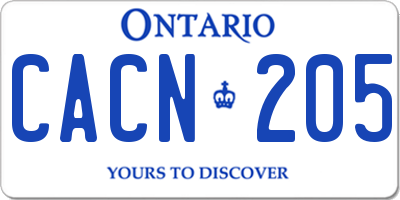 ON license plate CACN205