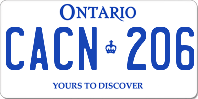 ON license plate CACN206