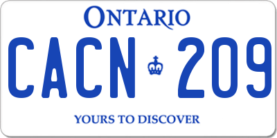 ON license plate CACN209