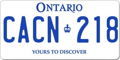 ON license plate CACN218