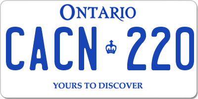 ON license plate CACN220