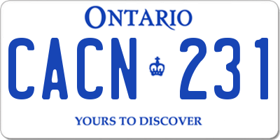 ON license plate CACN231