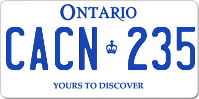 ON license plate CACN235