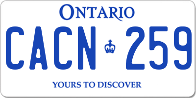 ON license plate CACN259