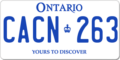 ON license plate CACN263