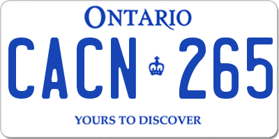 ON license plate CACN265