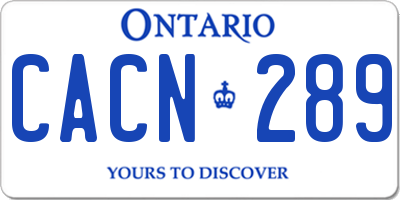 ON license plate CACN289