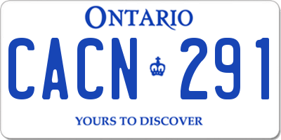 ON license plate CACN291