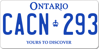 ON license plate CACN293