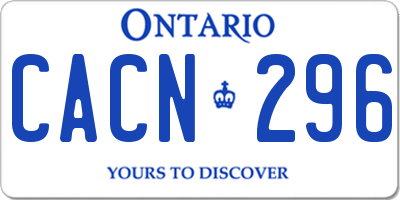 ON license plate CACN296