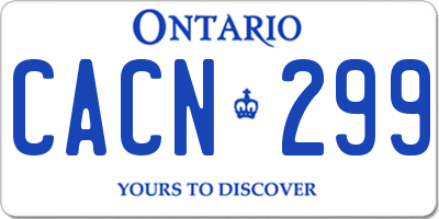 ON license plate CACN299