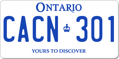 ON license plate CACN301