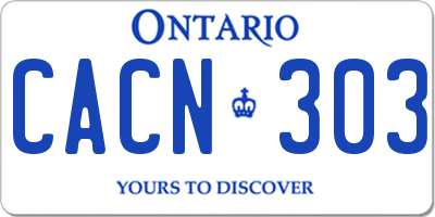 ON license plate CACN303