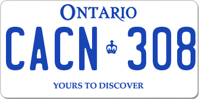 ON license plate CACN308