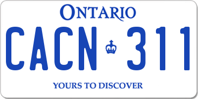 ON license plate CACN311