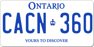 ON license plate CACN360